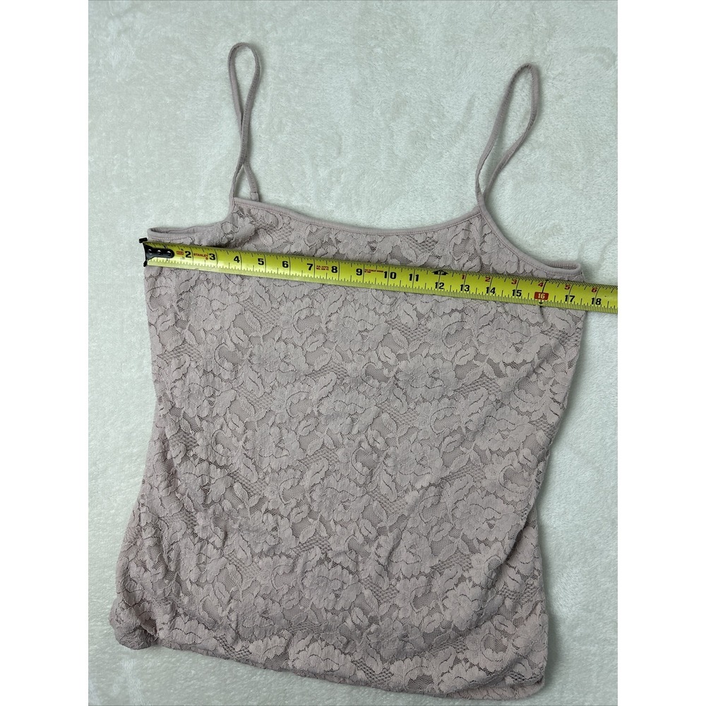 2 Ann Taylor Lace Overlay Camisole Tank Top Sleeveless Black Pink Women's XL - Picture 8 of 8